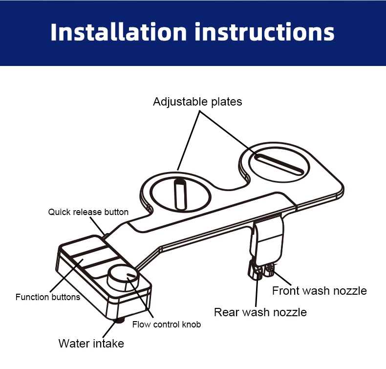 Non Electric Key Button Bidet Toilet Attachment Dual Nozzle Smart Toilet Bidet Shattaf Detachable Non Electric Bidet factory