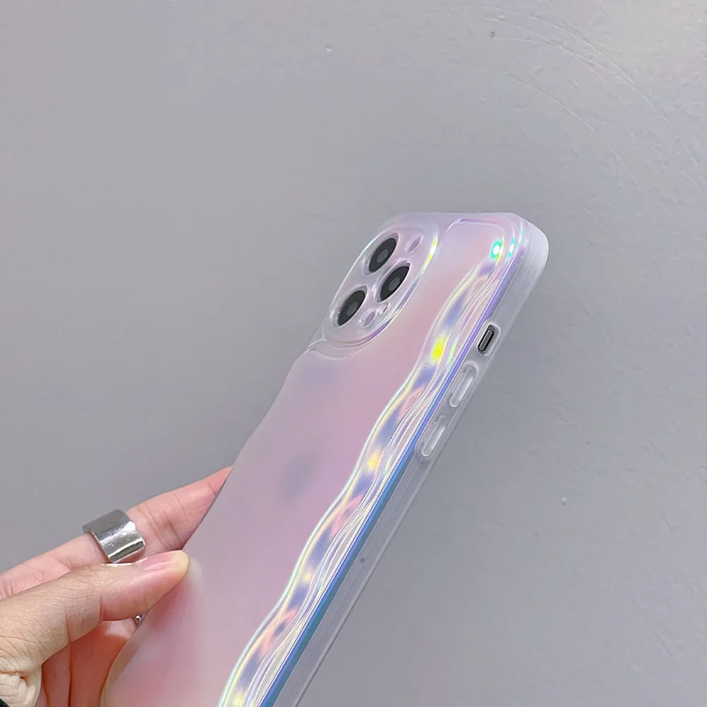 Simple Phone Cases For Iphone 15 14 13 12 11 Xr Xs Pro Max Plus Laser Gradient Color Silicone Case Wavy Pattern Sjk509 Laudtec factory