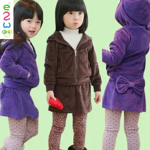 Velveteen Evening Dress Hoodie Suit Kids Children Clothes Kids Clothing Sets From Factory