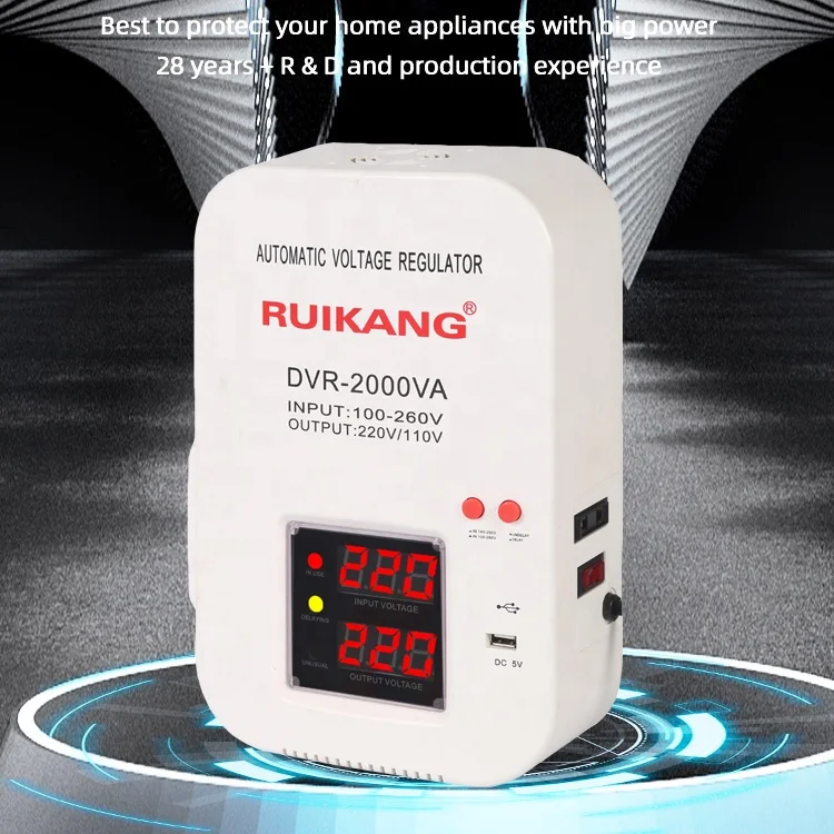 Single-Phase 50Hz Digital Automatic Voltage Regulator for Whole House Wall Hanging PC Material AC DC 220V for Home SVC SBW