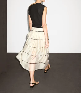 Customization Summer Long Skirts for Women Striped Flowing Midi Skirt