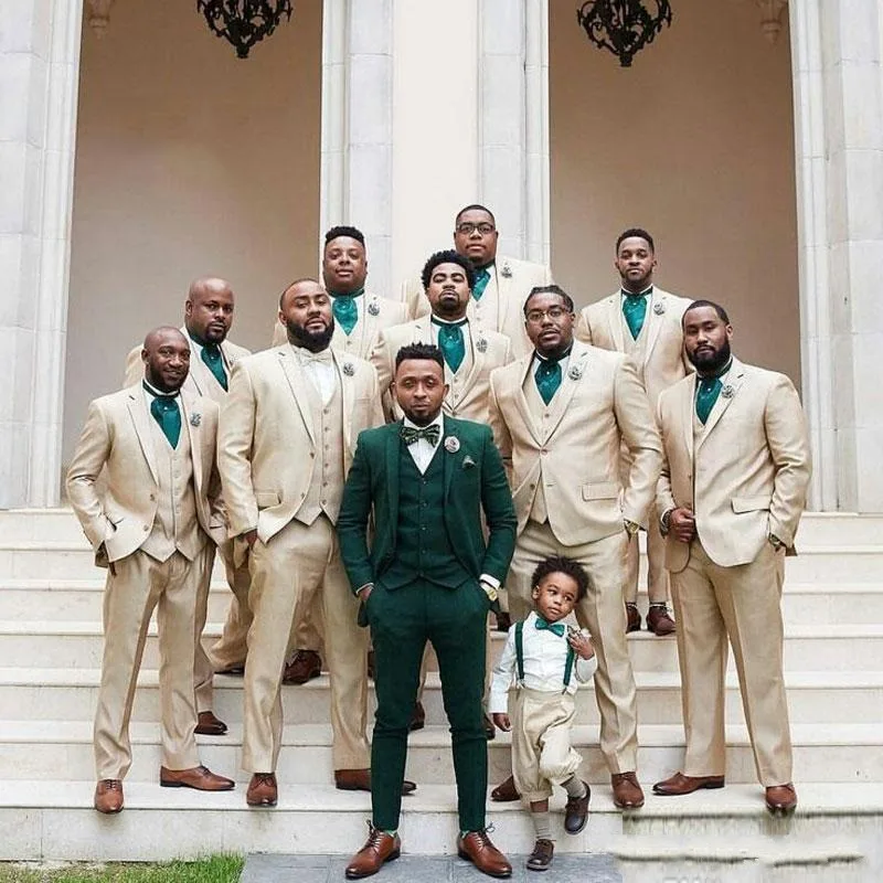 hunter green groomsmen suits