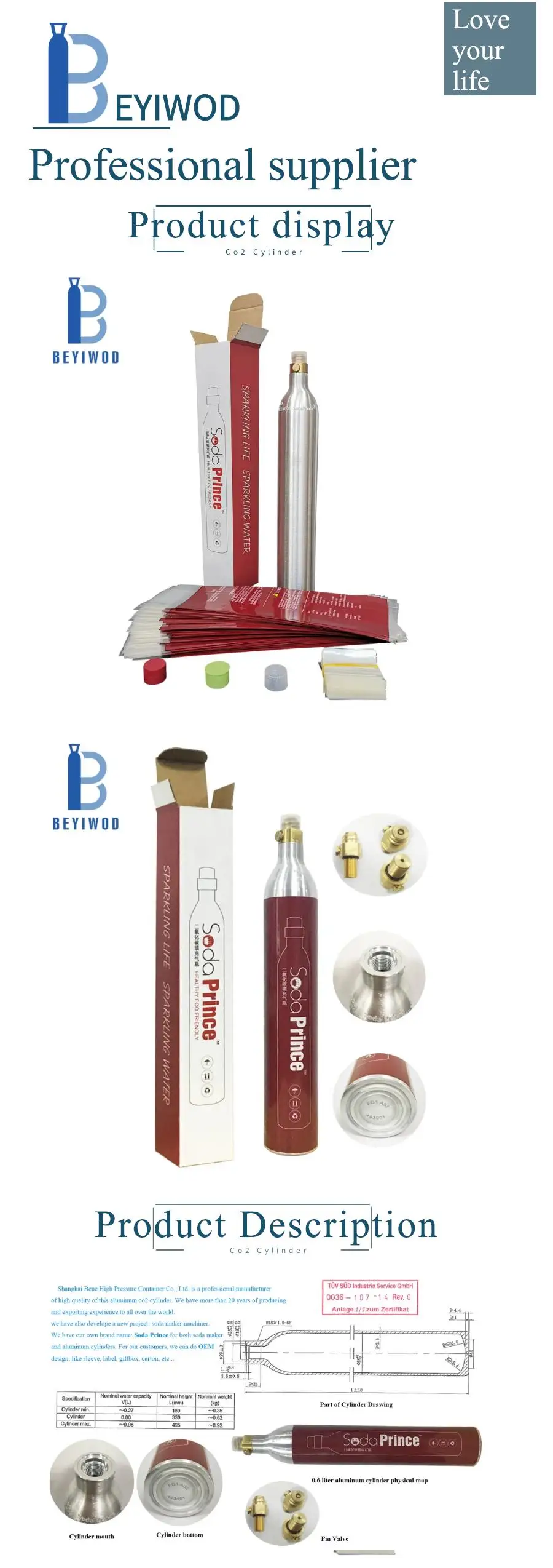 product high pressure carbon dioxide cylinder  425g 06l soda maker co2 tank-0