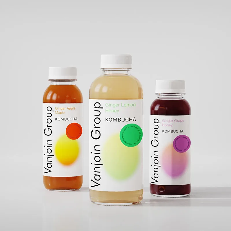 16 oz 500 ml Customized Color logo Printing Juice Tea Kombucha Glass Water Bottle with Cover