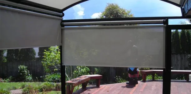 Motorized Outdoor Windproof Zipper Track Roller Blind for Outside Windproof Waterproof Sunshade