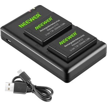 NEEWER 2-Pack LP-E17 Replacement Battery and Dual USB Charger for Canon