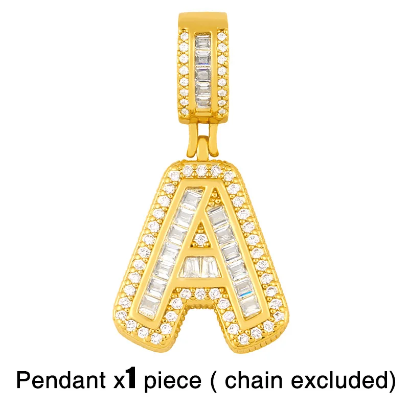 Iced Out Custom Letter Charms Necklace CZ  Clip Chain Necklace for Girls