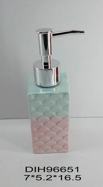 Stoneware Sea Series Mermaid Scale Soap Dispenser Toothbrush Brush Holder Tumbler Ocean Style Bathroom Accessories for Homeware