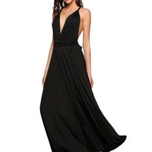 Fashion Women Black Backless Evening Party Sexy V-Neck Velvet Lace Patchwork Pleated Tunic Pullover Dress