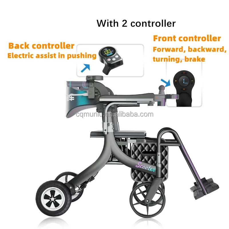 Electric Folding Walker - Lightweight 4 in 1 Mobility Aids for Seniors ...