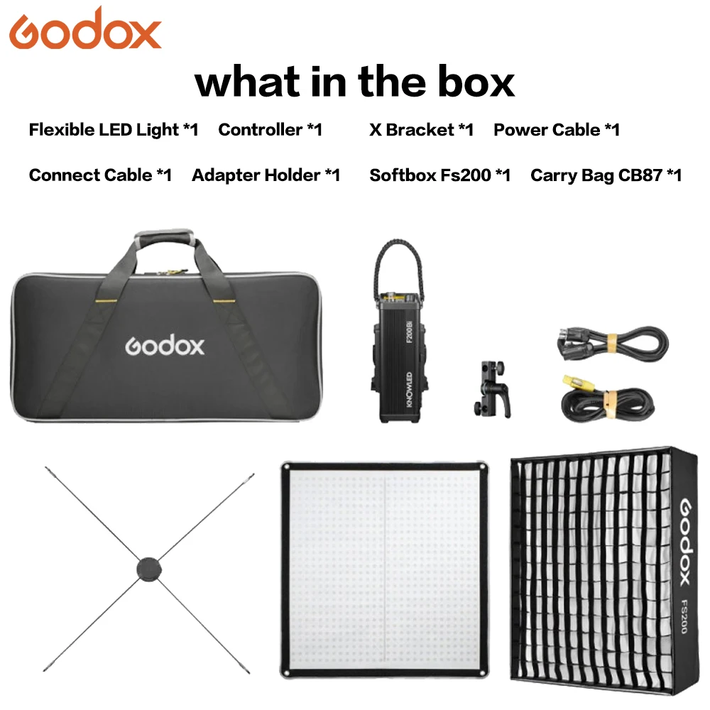 Godox F200Bi Bi-Color Flexible LED Light Panel, Waterproof & App