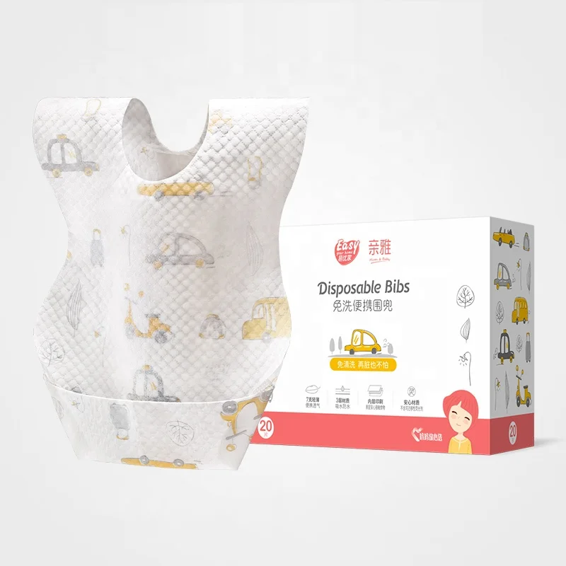 Новый дизайн, водонепроницаемые нетканые одноразовые детские нагрудники с принтом на заказ