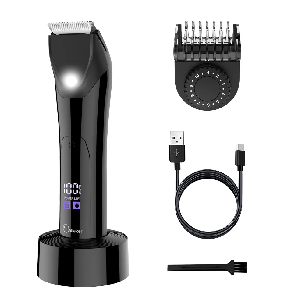 Hatteker Electric Hair Trimmer For Men Usb Base Chargeable Led Waterproof Body Hair Shaver - Buy Body Groomer Usb Base Chargeable,Balls Groomer,Hair Clippers Waterproof Men Shaver Manscaping Body Hair Men Electric