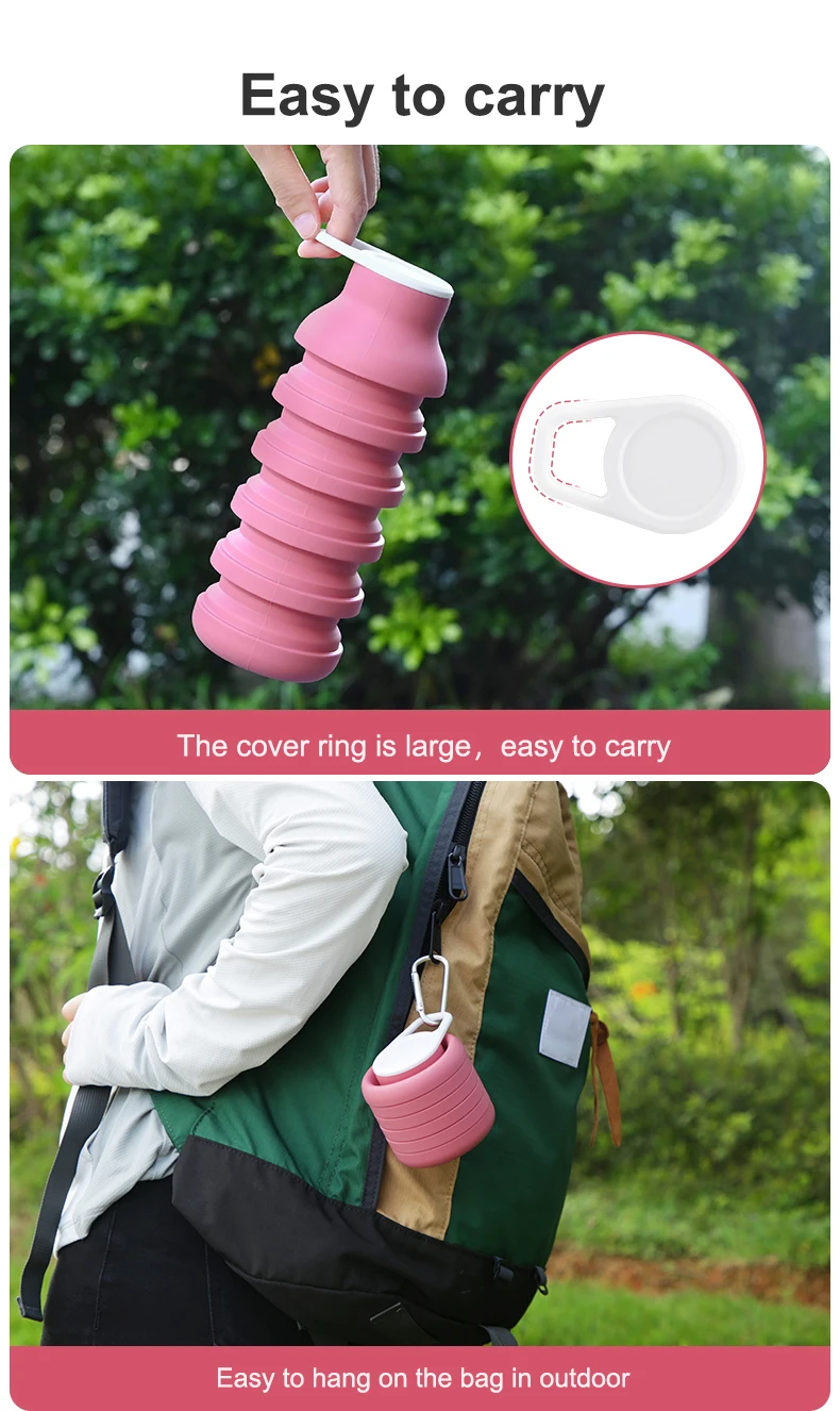 Custom Squeeze Lightweight Running Drink Reusable Portable Foldable Collapse Silicone Gym Sports Collapsible Travel Water Bottle