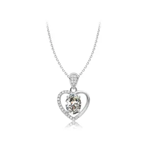 Keiyue Charm Necklace Heart-shaped Hollowout Channel Set Sparkling Zircon Third Party Certified for Women