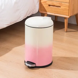 Large Capacity Gradient Color Stainless Steel Trash Can Strict Selection for Kitchen Use Luxury Household Sanitary Bucket Lid