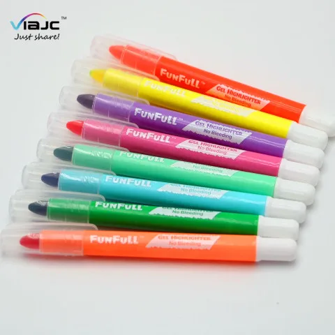 8pcs Assorted Color Gel Highlighter Pens No Bleed Through No Smear