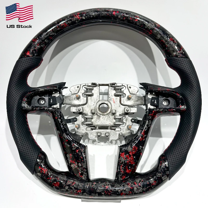 Forged Carbon & Perforated Leather Steering Wheel for Pontiac G8 / Holden Commodore VE-VF / Chevrolet SS – Red Accents