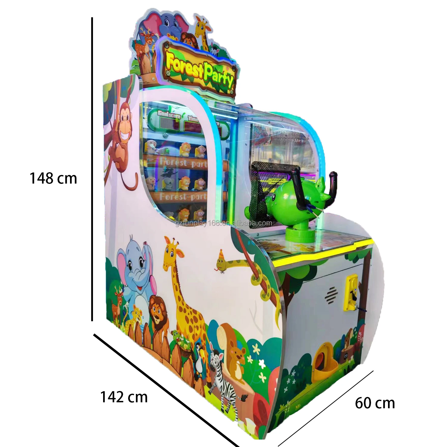 Fun Park Kids Ball Launcher New Design Coin-Operated Indoor Sport Amusement Game Machine Children's Plastic Ball Cannon Metal details