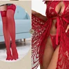 4 pezzi di lingerie con calze - rosso