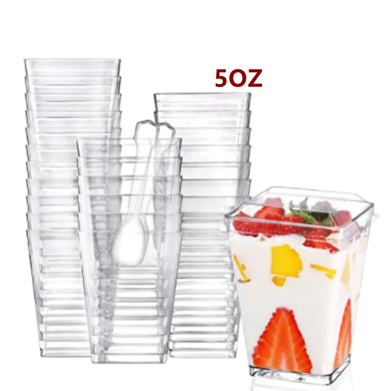 Nh Custom Clear Disposable Plastic Ps Dessert Cup With Lid.2 3 4 5oz