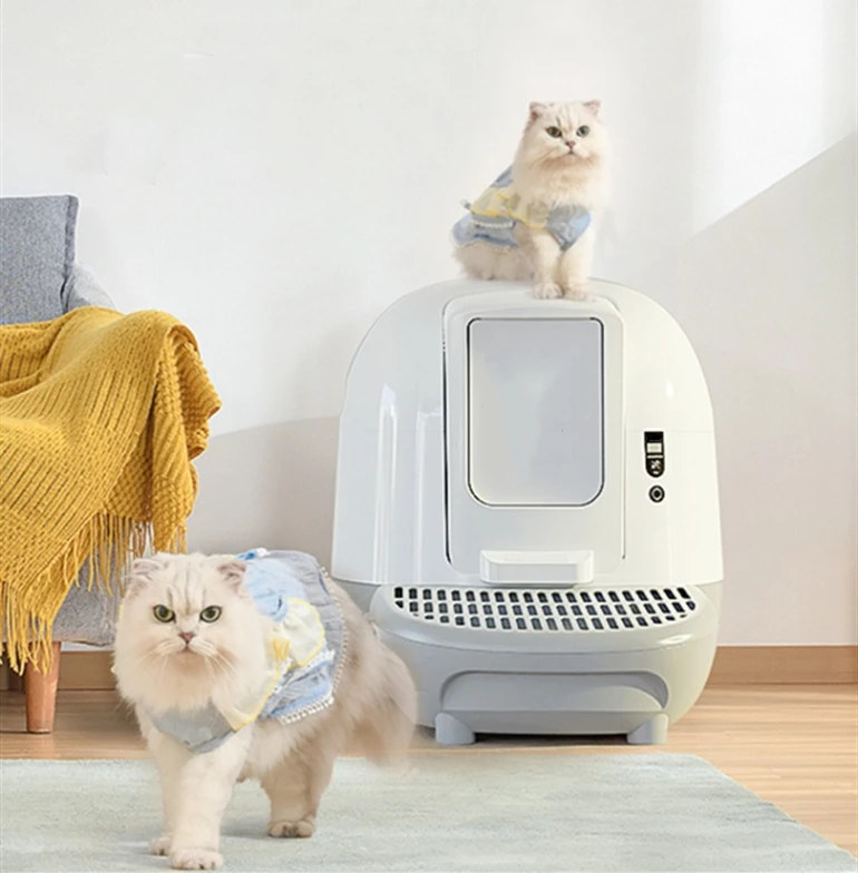 2023 New Design Intelligent Auto Cat Toilet White Smart Selfcleaning