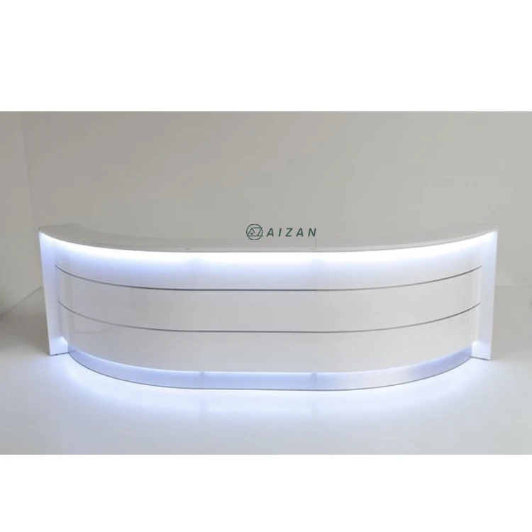 Curved Office Reception Desk Table Modern Office Furniture Luxury White Information Desk Counter