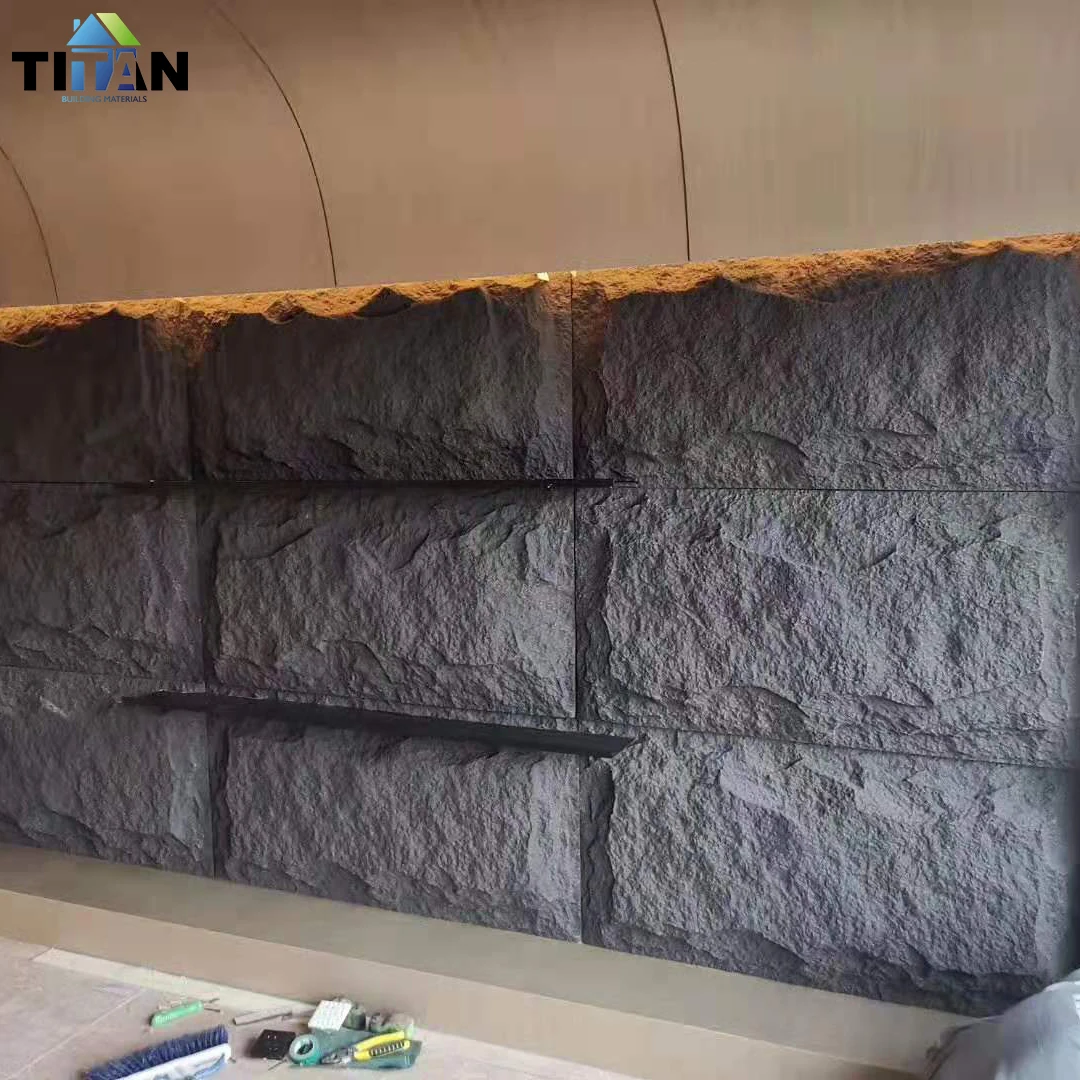 PU Stone Polyurethane Artificial Stone 3D Black Wall Stone Slate Wall Panel Pu Exterior