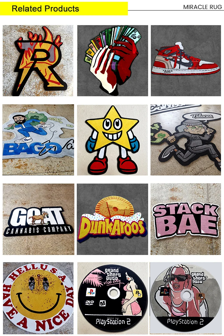 New Custom Design Logo Rug Commercial Handmade Carpet Custom Die Cut