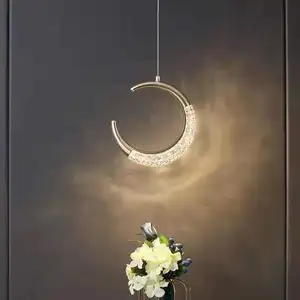 JACKSUN Minimalistic Moon Pendulum Light Golden Light LED Suspension Pendant Modern Dining Room Bedroom Ceiling Hanging Light