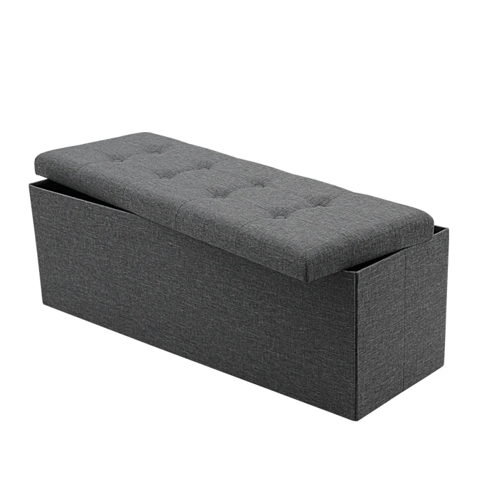 HStex Folding Furniture Step Bed End Step Stool Fabric Room Bench Storage Ottoman