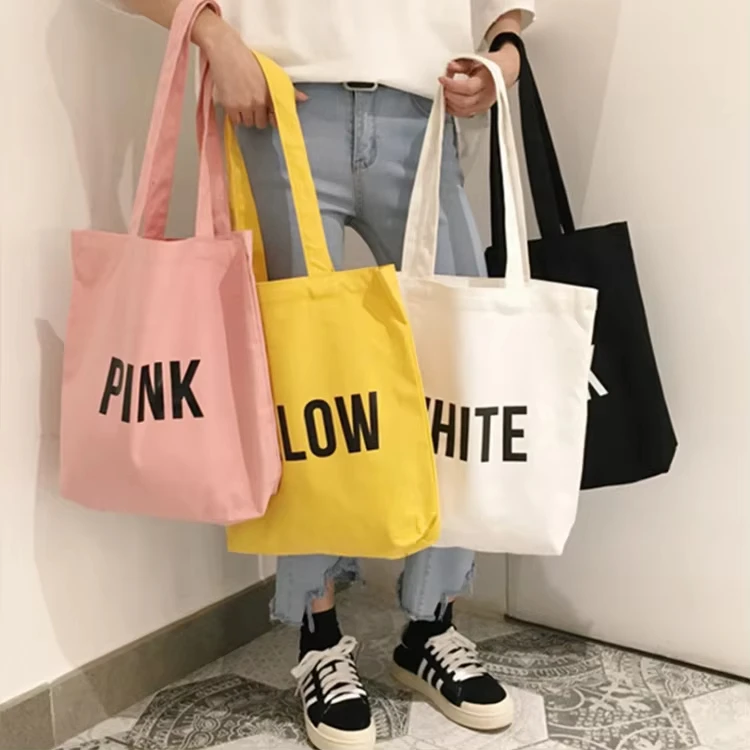 Women Tote Bag Capacity Bulk Tote Bags Customized Folding Large Cotton Shopping Canvas Cotton Cloth Shoulder Shopping Bags