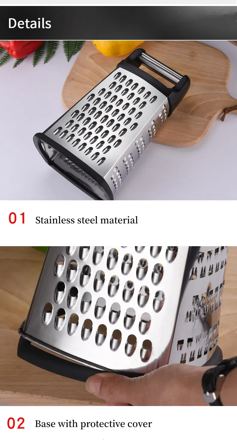 Hot Selling 4 Sides Stainless Steel Vegetable Cheese Box Hand Graters ...