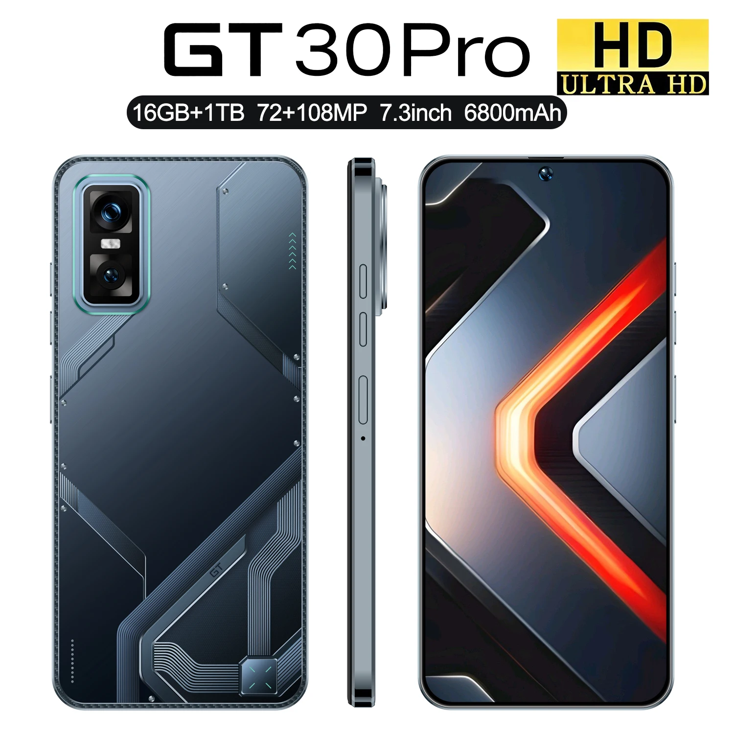 GT30 Pro Smartphone - 7.3 Inch, 16GB+1TB, Android 14