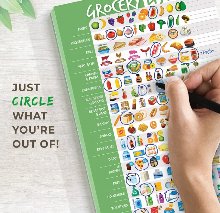 Visual Grocery List Magnet Pad for Fridge Shopping List Magnetic Pad ...