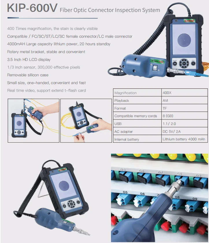 Optic Fiber Microscope Kip600v Fiber Optic Connector Inspection System