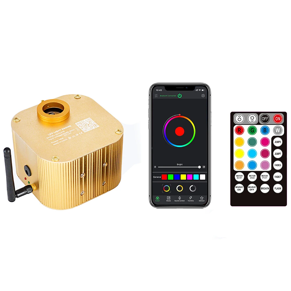 Мигающий светодиодный волоконно-оптический светильник RGBW с управлением через приложение по Bluetooth 16 Вт эффектом звездного неба для украшения потолка