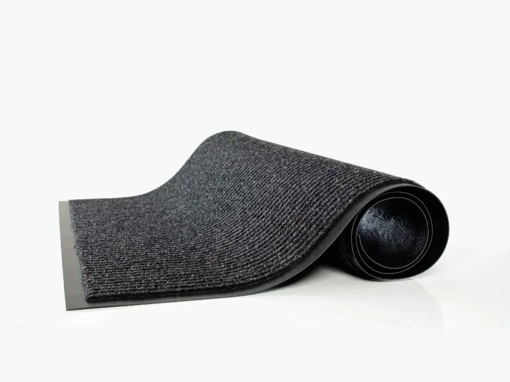 Double Ribbed Striped Non Slip PVC Backing Shoe Scraper Outdoor Entryway Welcome Door Mat