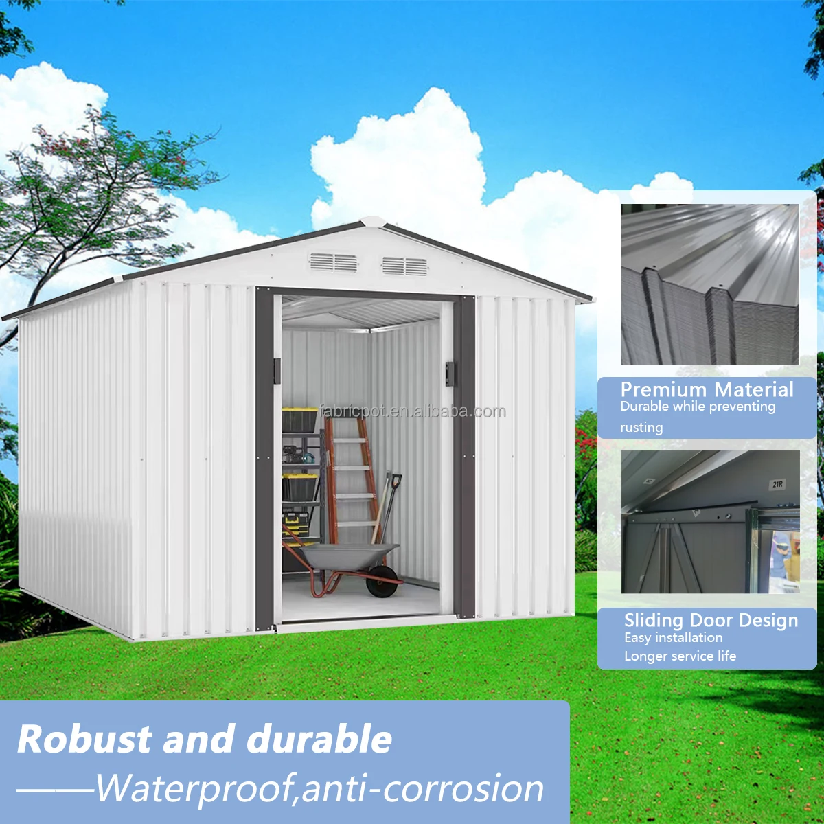 Metal Outdoor Storage Shed With Design Of Lockable Doors - Buy ...