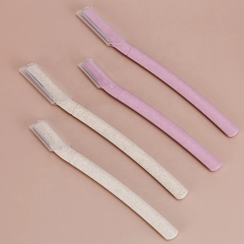 Wheat straw eco-friendly eyebrow trimmer 6pcs/set with straight design hair remover women shaver