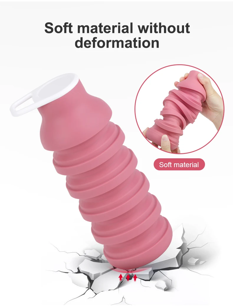 Custom Squeeze Lightweight Running Drink Reusable Portable Foldable Collapse Silicone Gym Sports Collapsible Travel Water Bottle