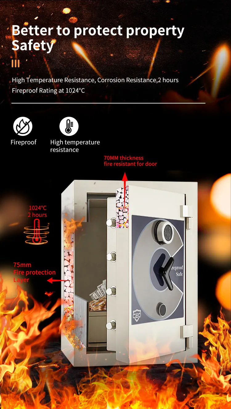 CEQSAFE 2 Hour Fire Proof Safe Box Cajas De Seguridad Coffre Fort Large Fireproof Safe for Home Digital Safe factory
