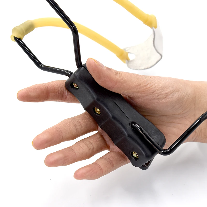 Outdoor Hunting Slingshot Single Band Folding Molded With Leather Pouch