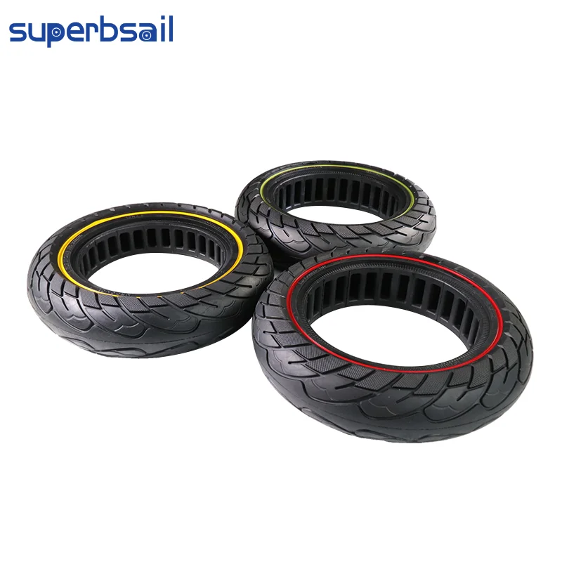 EU stock 10*2.5 Inch Solid Tire With Color Ring Red Yellow Blue For Ninebot Max G30/G30D Scooter Accessories factory