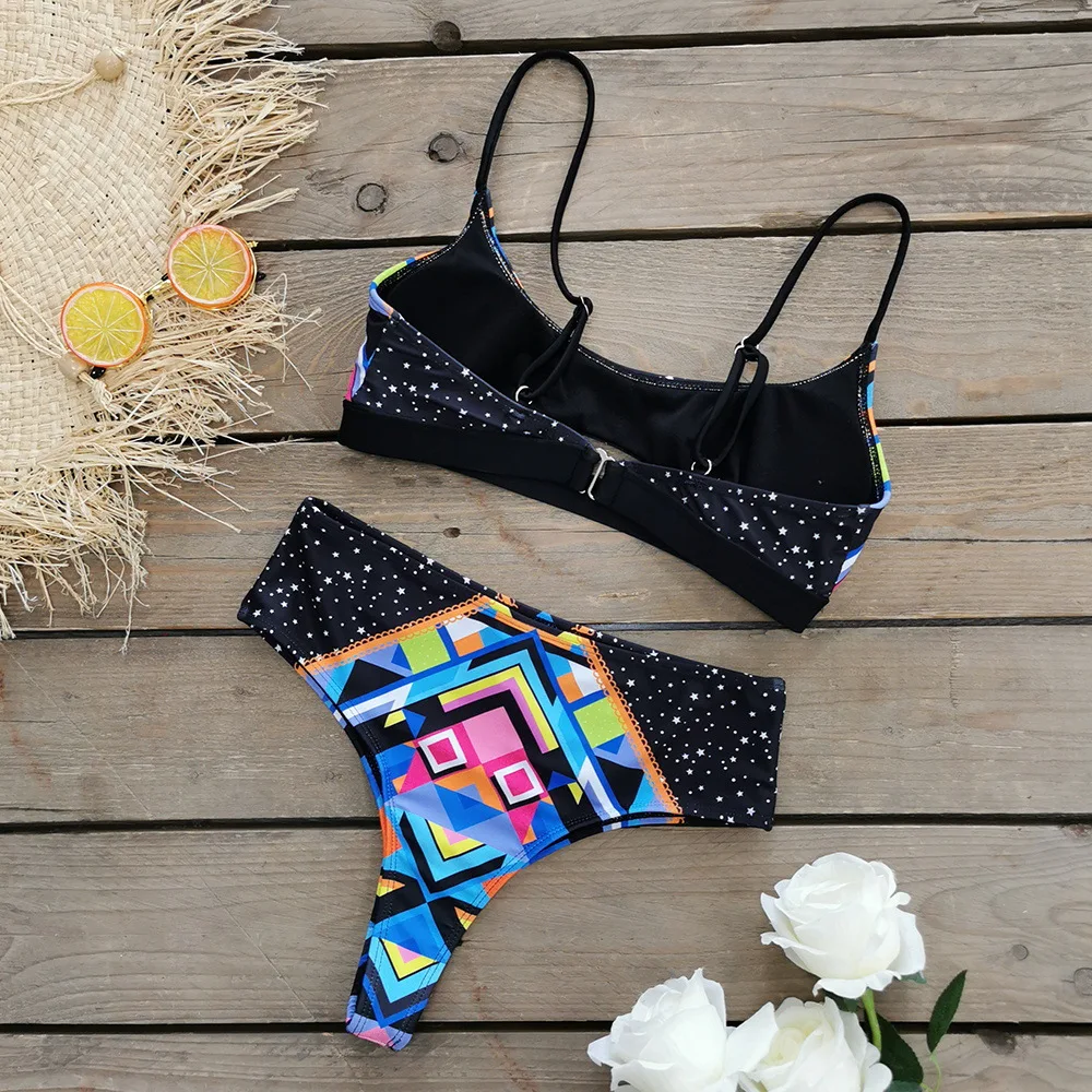 Tw9205463 Hot Selling New 2022 Girls Swimsuit For Women Print High Waist Bathing Suit String 8259