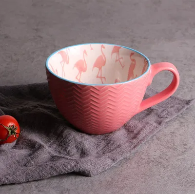 Hot Selling Retro Creative Embossed Ceramic Milk Dessert Cup
