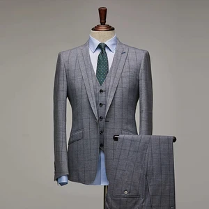 Custom High-Grade Two Piece Suit for Men Exquisite Lapel Check Jacket for Wedding Formal Business Groom Breathable & Waterproof