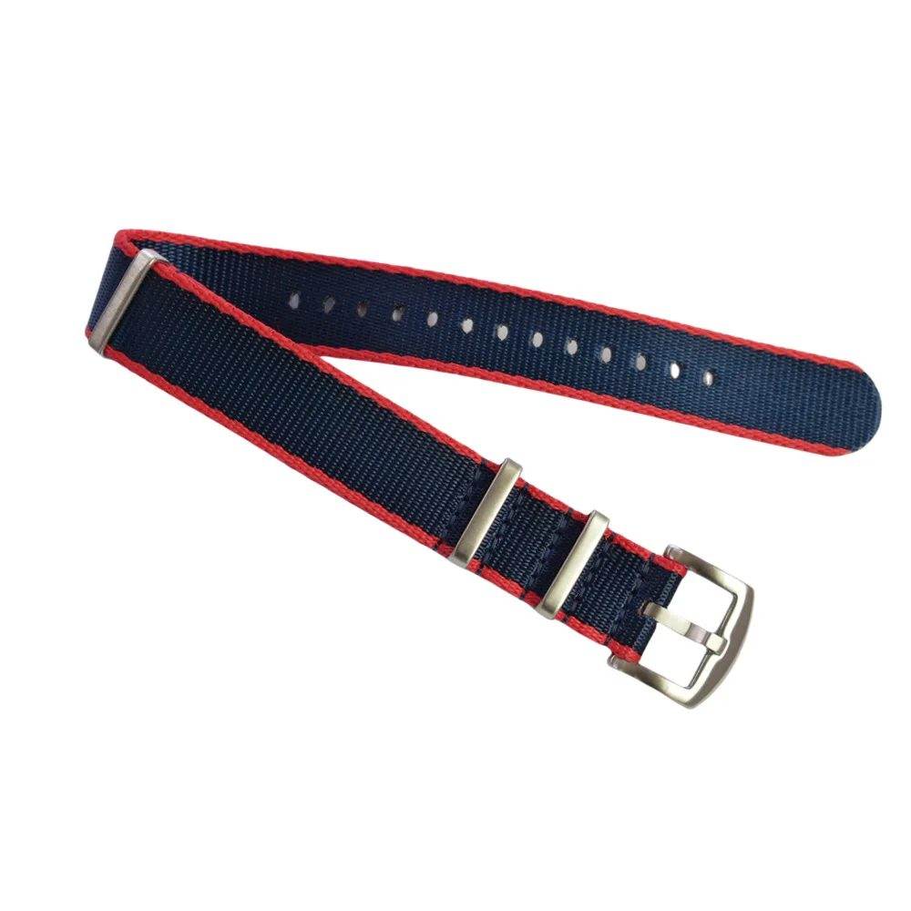 高密度高弹力尼龙表带20毫米22毫米编织罗纹表带带三角扣男士表带