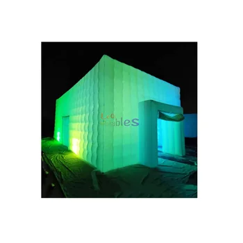 Custom Large Blow up Wedding White Inflatable Nightclub Cube Tent With Disco Led Light for Outdoor Club Parties Backyard Events