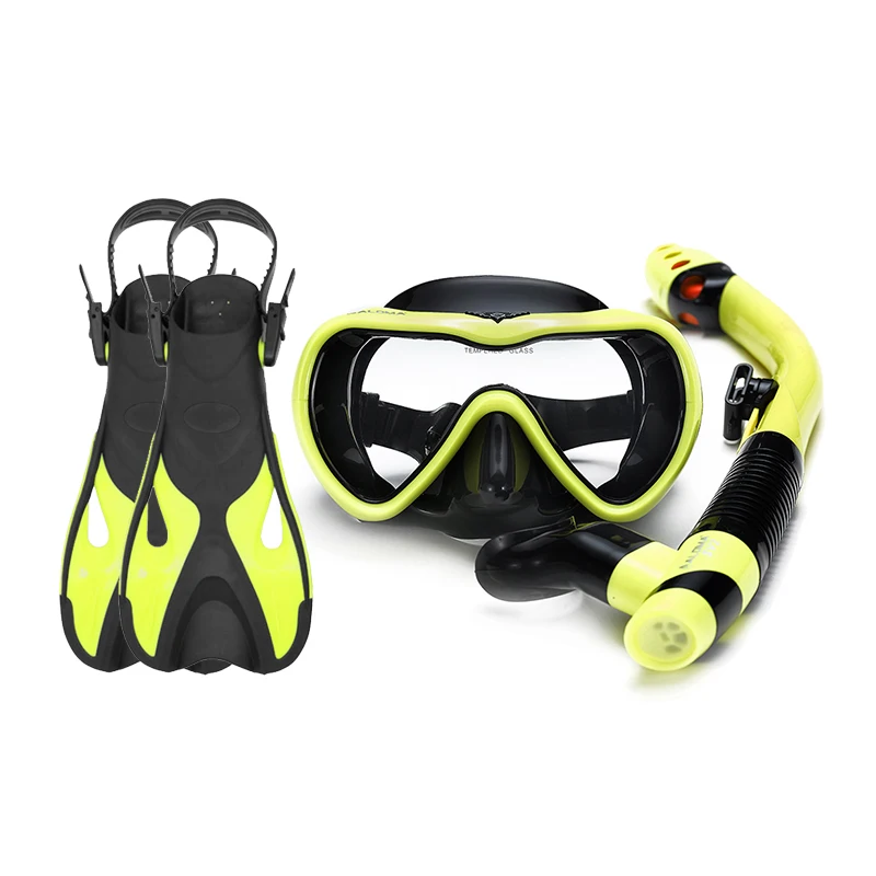 ALOMA Hot selling snorkel mask set diving mask and dry snorkel flipper swim fins with gear bag for snorkel equipment